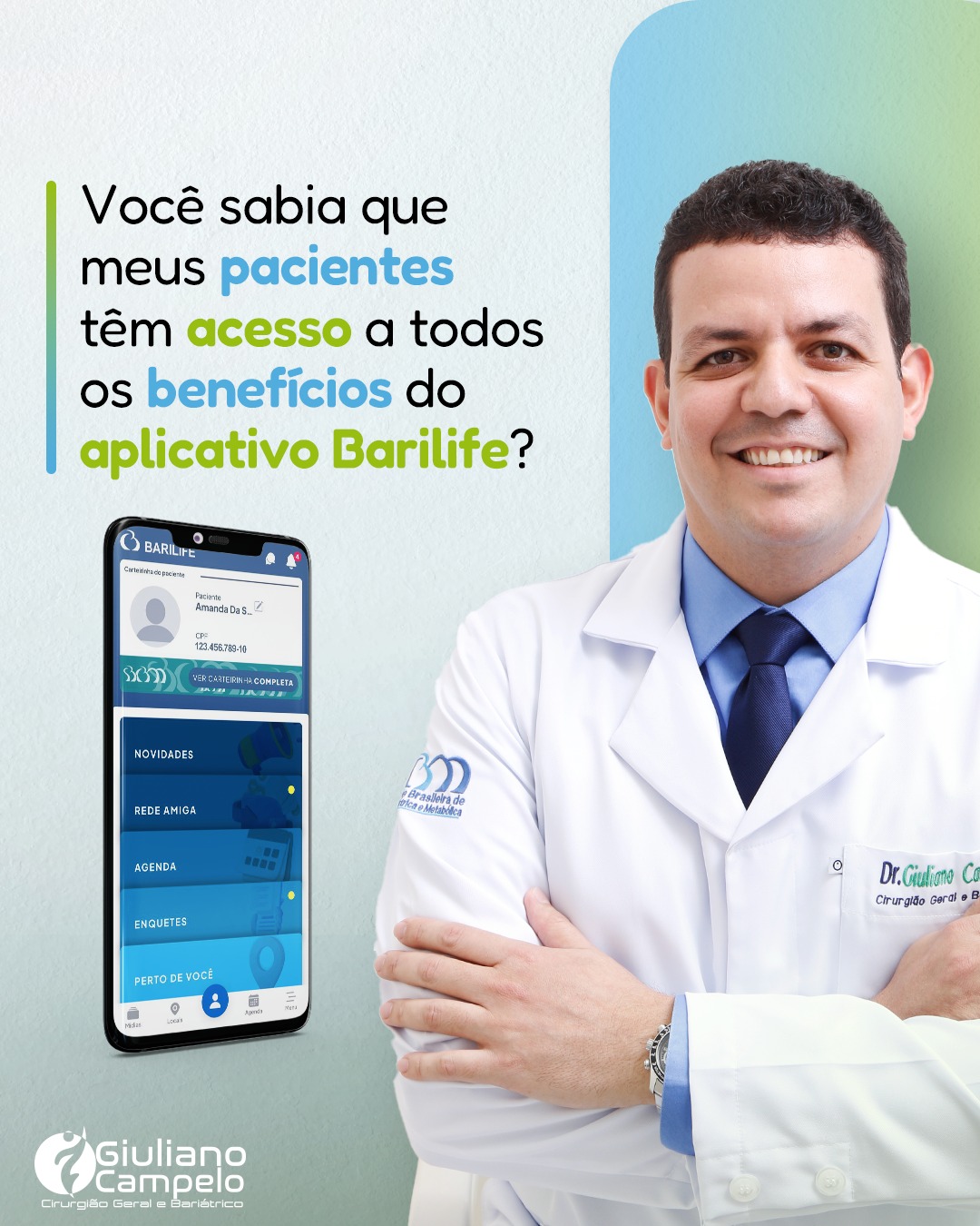 Você sabia que meus pacientes têm acesso a todos os benefícios do aplicativo Barilife?